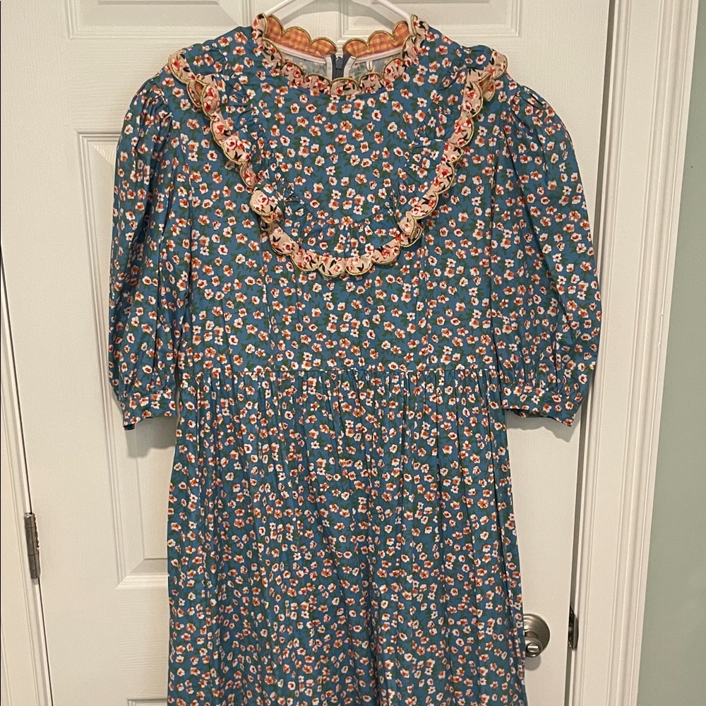 CeliaB Teal Floral Maxi Dress with Pink and Cream Trim